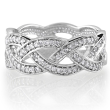 Sterling Silver Cubic Zirconia CZ Accent Woven Design Band Ring